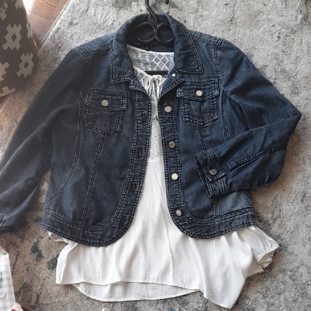 CONRAD C Dark Denim Jacket - Women's Casual Jean Jacket-PETITE